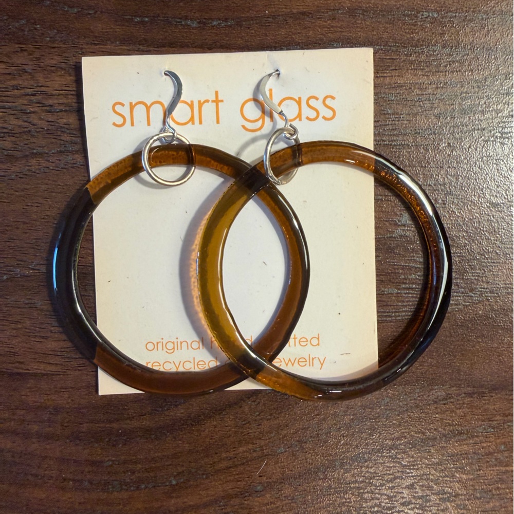 Smart Glass Large Brown Hoop Earrings